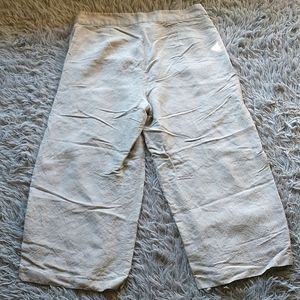 Eileen Fisher Petite M Neutral Beige Italian Fabric Wide Leg Cropped Trousers